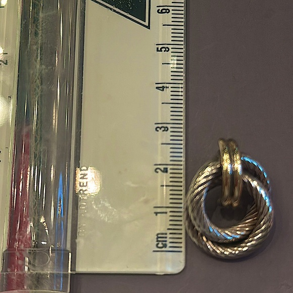 14k Gold & Sterling door knocker twist Earrings. - Picture 3 of 4